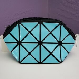 Gray Geometric Wristlet/Cosmetic Bag